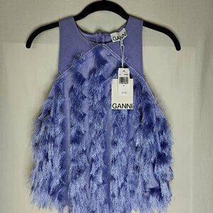 NEW (NWT) GANNI Sleeveless Fringe Top Size 40 (size M) with Zipper
